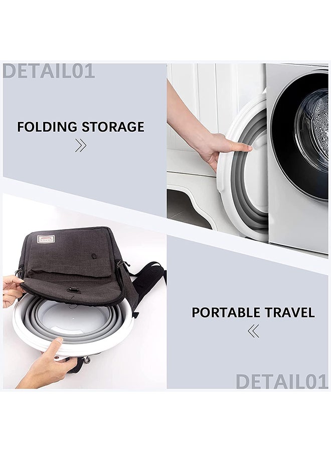 دلو قابل للطي رمادي 10 لتر محمول قابل للطي لغسل السيارات السفر التخييم الخارجي تخزين الماء غسل الوجه نقع القدمين صيد السمك - Image 4