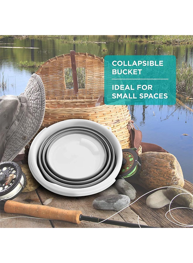 دلو قابل للطي رمادي 10 لتر محمول قابل للطي لغسل السيارات السفر التخييم الخارجي تخزين الماء غسل الوجه نقع القدمين صيد السمك - Image 5