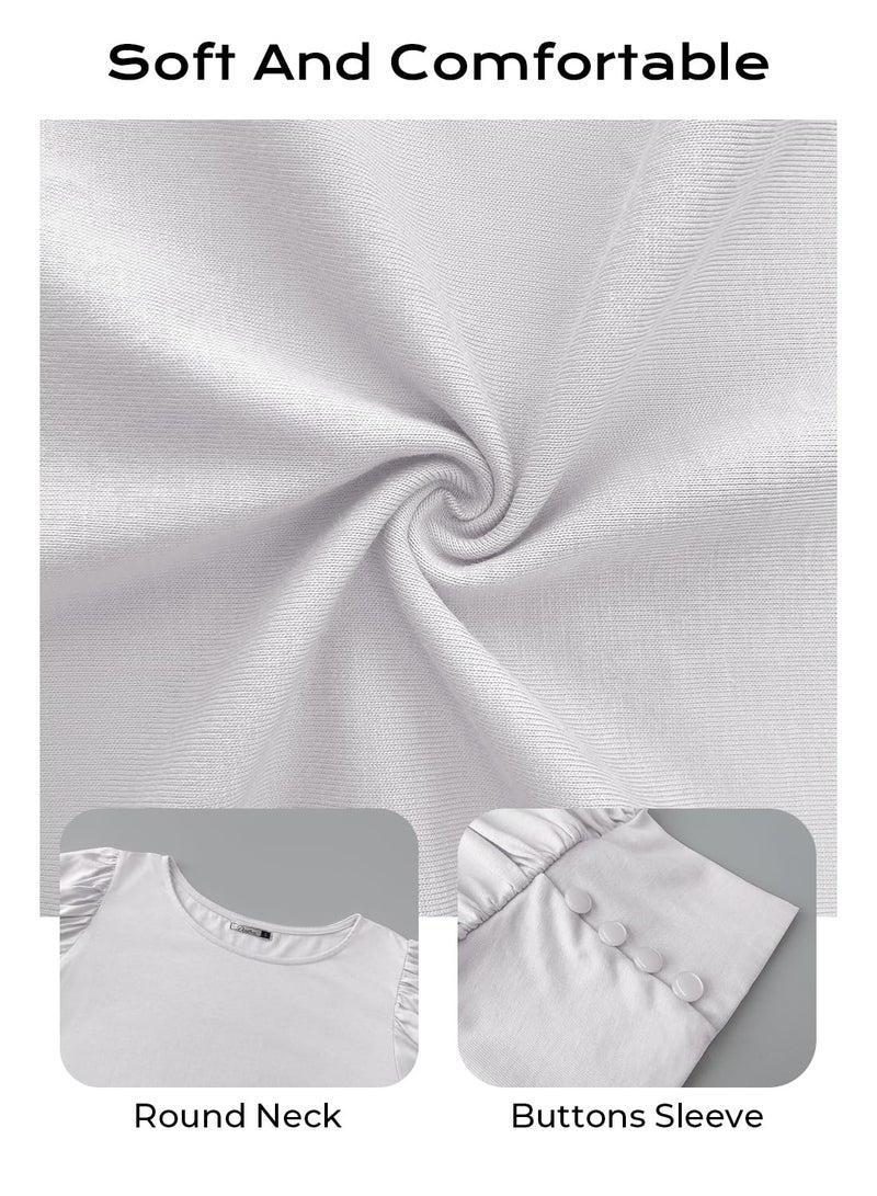 DOROSE Womens Tops White Blouse for Women Short Sleeve Shirts Trendy 2025 Puff Sleeve Summer White XXL - Image 4