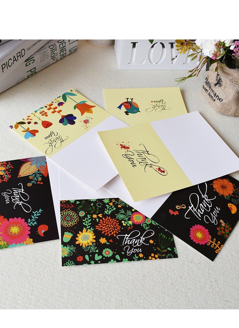 Generic Floral Thank You Cards - 24 Pack of Blank Greeting Cards with Envelopes and Stickers, 6 Floral Bird Designs, Perfect for Baby Showers, Weddings, and More.  - Image 2