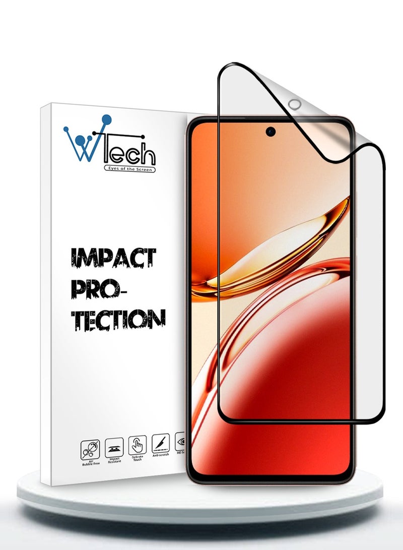 Wtech Nano Ceramic Full Glue Full Cover Matte Flexible Screen Protector For Oppo Reno12 F 4G / 5G 2024 Clear/Black - Image 1