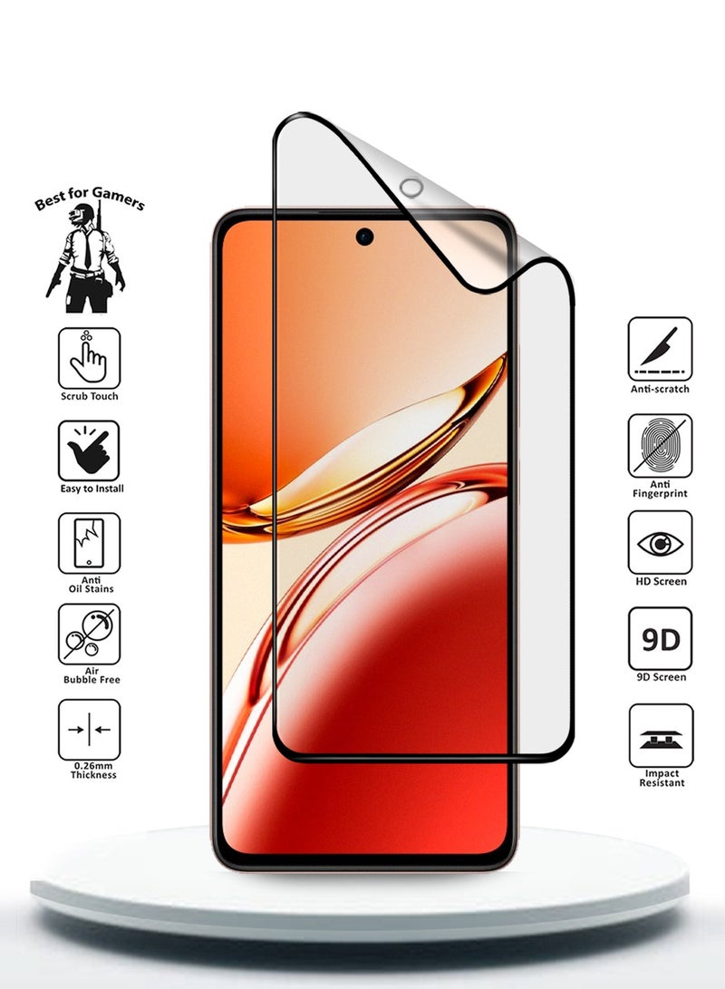 Wtech Nano Ceramic Full Glue Full Cover Matte Flexible Screen Protector For Oppo Reno12 F 4G / 5G 2024 Clear/Black - Image 2