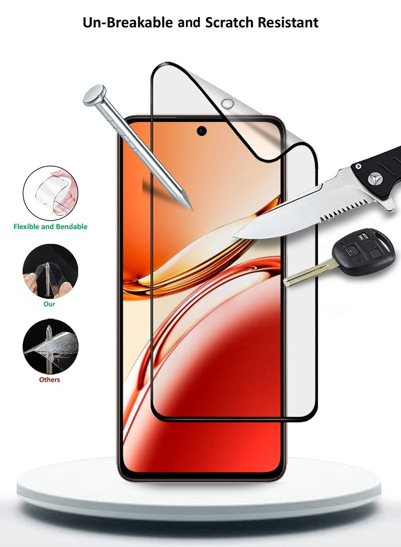 Wtech Nano Ceramic Full Glue Full Cover Matte Flexible Screen Protector For Oppo Reno12 F 4G / 5G 2024 Clear/Black - Image 3