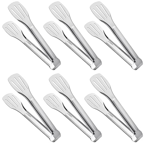 JXHAPY Serving Tong Kitchen Tongs,Buffet Tongs, Stainless Steel Food Tong Serving Tong,small tongs 6 Pack (7 Inch) - Image 1