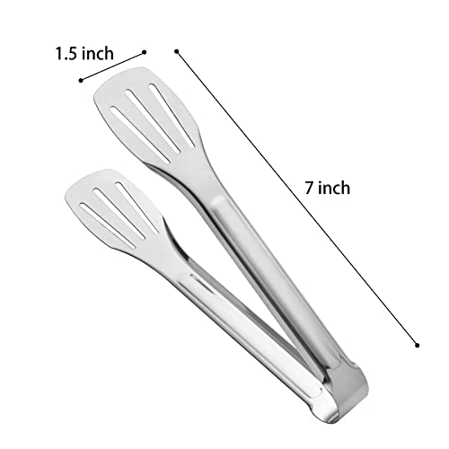 JXHAPY Serving Tong Kitchen Tongs,Buffet Tongs, Stainless Steel Food Tong Serving Tong,small tongs 6 Pack (7 Inch) - Image 2