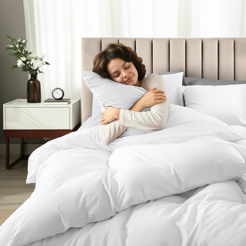 Utopia Bedding Duvet Cover Full with Fitted Sheet (54x75) - 2 Pillow Case (20x30) - All Season Luxury Bed in a Bag with Zippered Duvet Cover - No Comforter (White) - Image 2