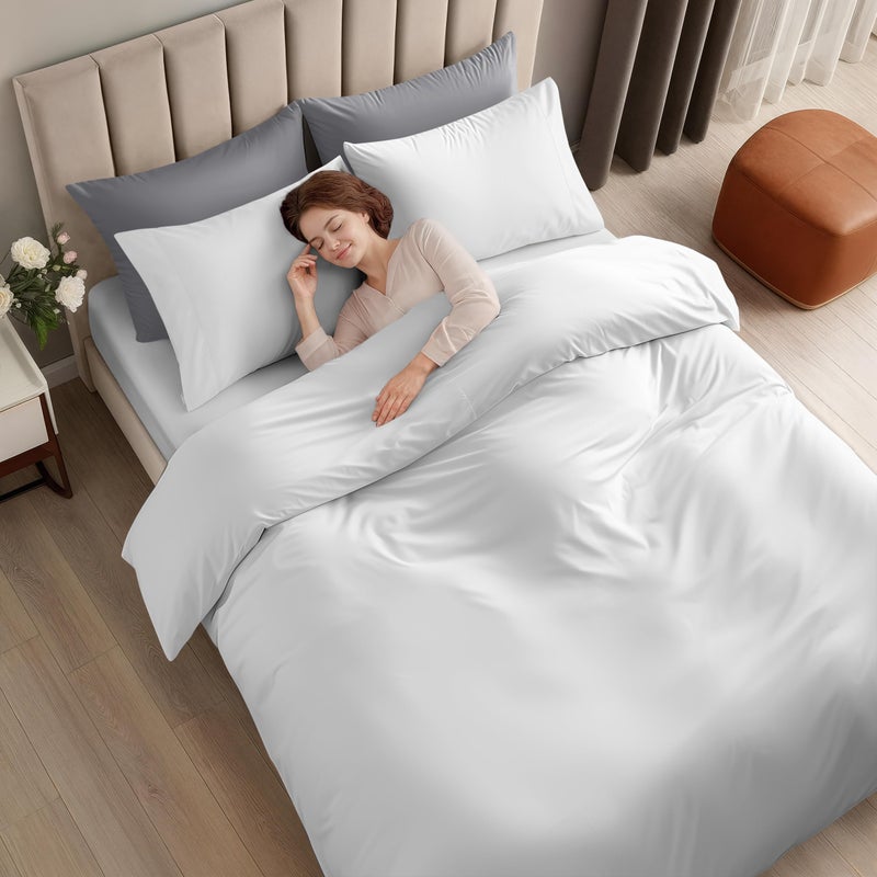 Utopia Bedding Duvet Cover Full with Fitted Sheet (54x75) - 2 Pillow Case (20x30) - All Season Luxury Bed in a Bag with Zippered Duvet Cover - No Comforter (White) - Image 4
