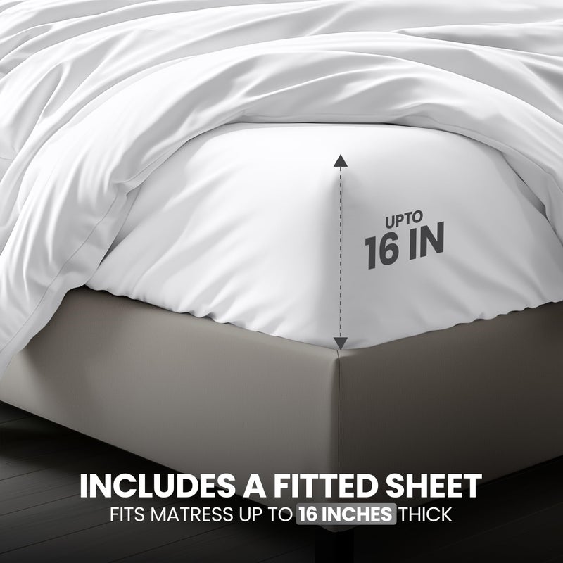 Utopia Bedding Duvet Cover Full with Fitted Sheet (54x75) - 2 Pillow Case (20x30) - All Season Luxury Bed in a Bag with Zippered Duvet Cover - No Comforter (White) - Image 5