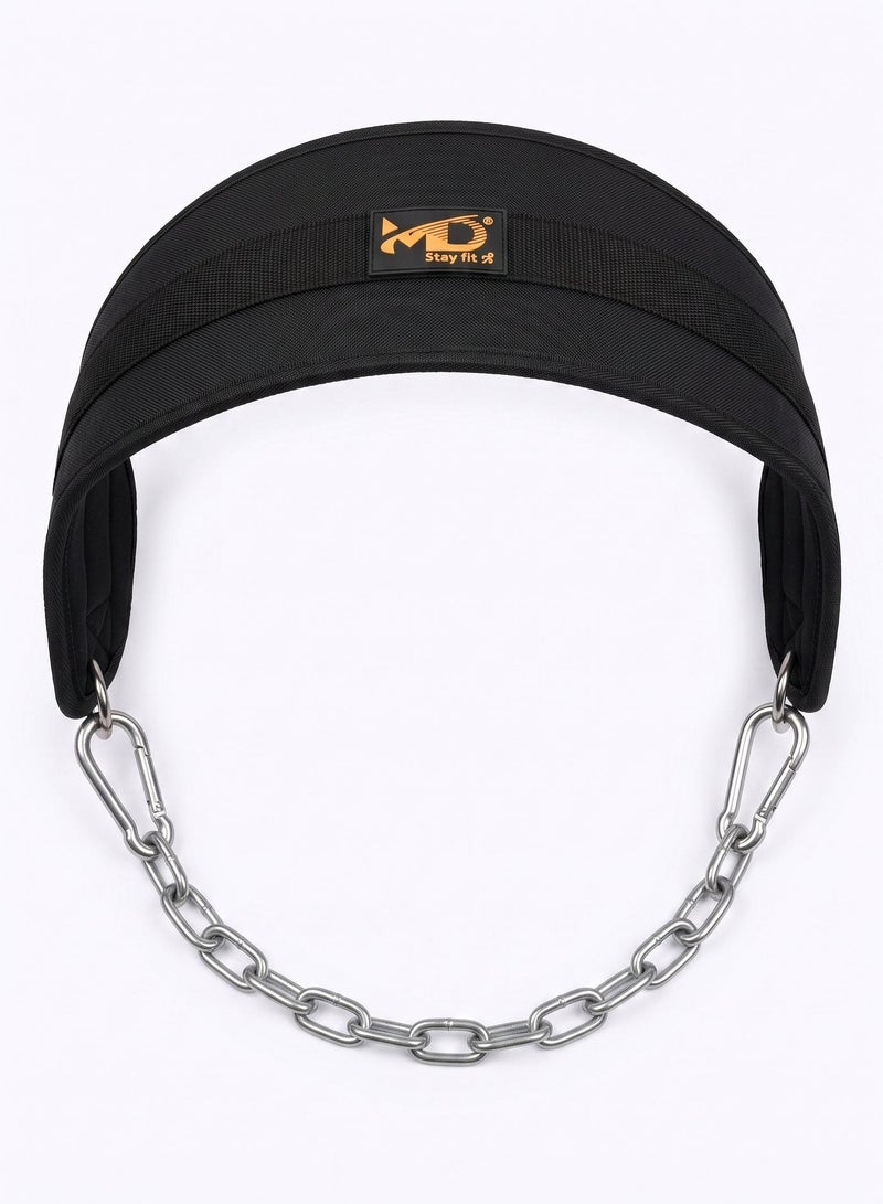 MD Stay Fit Weight Lifting Dip Belt With Heavy Duty Steel Chain For Pull Ups And Dips Black Gym Fitness Strength Training Equipment - Image 5