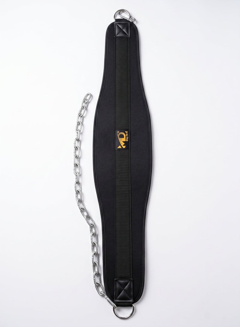 MD Stay Fit Weight Lifting Dip Belt With Heavy Duty Steel Chain For Pull Ups And Dips Black Gym Fitness Strength Training Equipment - Image 3