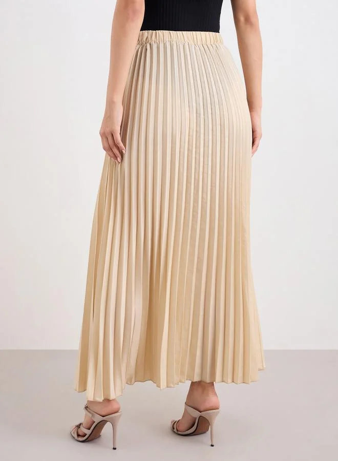 Styli  Satin Pleated A-Line Maxi Skirt for Women | Best Price UAE