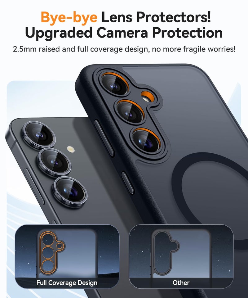 كانشن CANSHN Magnetic for Samsung Galaxy S25 Case(6.2 Inch), Upgraded [Full Camera Protection] [Compatible with Magsafe] [Translucent Matte] Shockproof Protective Phone Cover, Black - Image 3