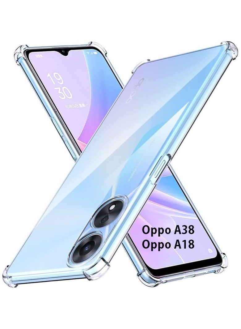 Case for Oppo A38 4G / OPPO A18, Clear Transparent Cover Reinforced Corners TPU Shock Absorption Flexible Cell Phone Cover for Oppo A38 / OPPO A18 4G - Image 1