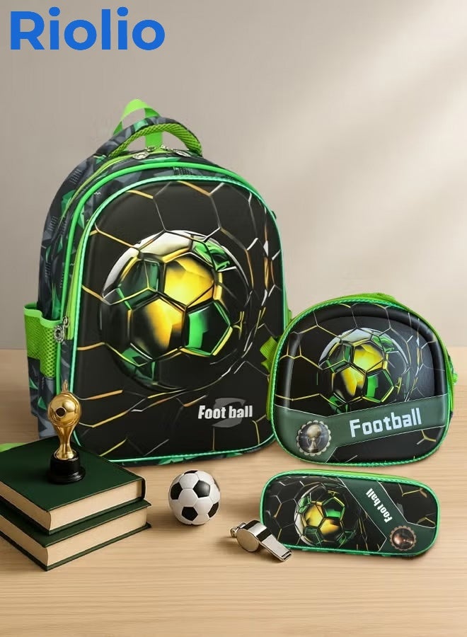 Riolio Boys Backpack, Kids School Bag, Elementary School Backpack, 3-in-1 Set with Lunch Bag and Pencil Case - Image 1