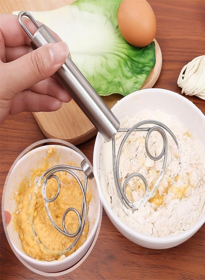 ZMOXY Danish Dough Whisk Food Grade 304 Stainless Steel Hand Mixer Bread Whisk 7.5 Inch Danish Whisk Dough Scraper Baking Tool for Bread Pastry or Pizza Dough - Image 5