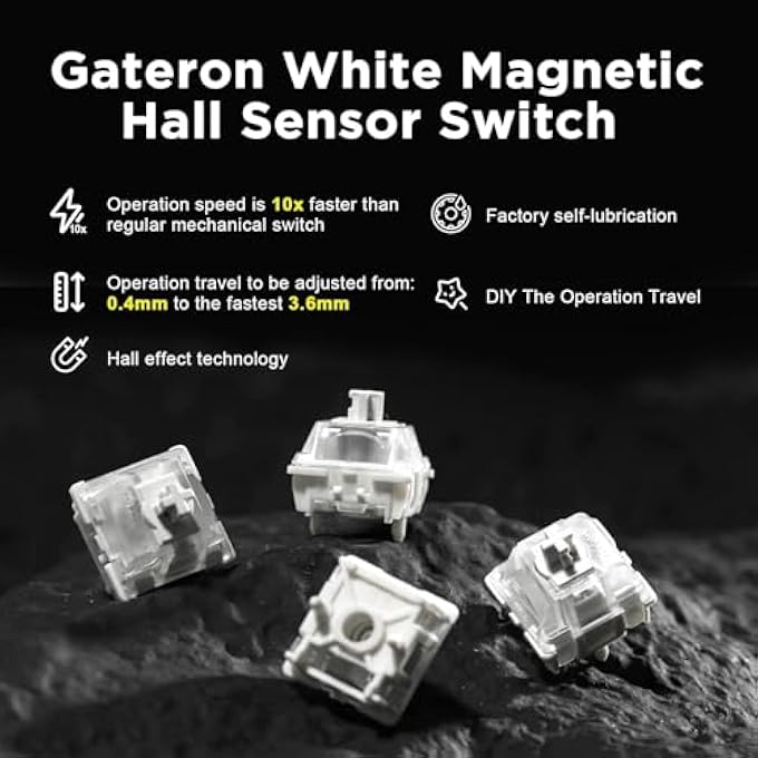 GATERON RT80 RAPID TRIGGER HALL EFFECT MAGNETIC GAMING KEYBOARD,82-KEY BLUETOOTH/2.4GHZ/WIRED RGB,GASKET HOT SWAP CUSTOM FAST ADJUSTABLE ACTUATION ESPORTS MECHANICAL KEYBOARD (BLACK, GATERON WHITE) - Image 2