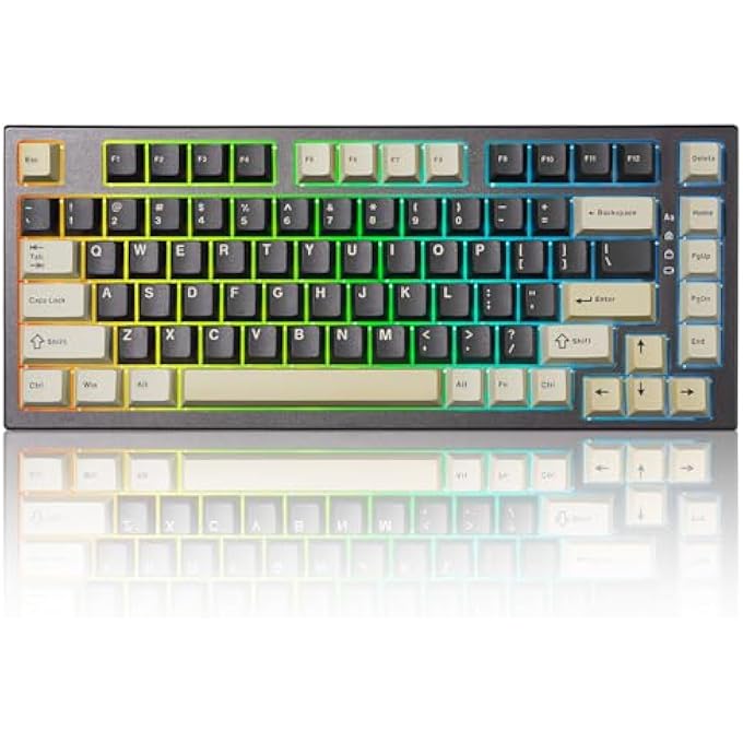 GATERON RT80 RAPID TRIGGER HALL EFFECT MAGNETIC GAMING KEYBOARD,82-KEY BLUETOOTH/2.4GHZ/WIRED RGB,GASKET HOT SWAP CUSTOM FAST ADJUSTABLE ACTUATION ESPORTS MECHANICAL KEYBOARD (BLACK, GATERON WHITE) - Image 1