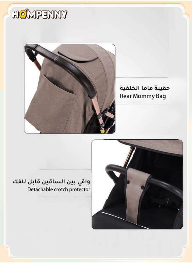 Hompenny - Luxury Reversible Baby Stroller｜One-Click Fold｜Cabin-Friendly｜Shock-Absorbing Large Wheels｜For 0–6 Years｜Supports up to 60kg｜Multi-Position Recline｜Large Storage Basket - Image 1