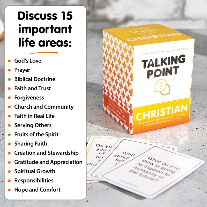 TALKING POINT CARDS 200 Conversation Cards for Christians Game - Explore Your Faith and Have Fun on Family Game Night, Bible Study or Youth Groups - Perfect for Church Groups, Couples Night, Easter Gifts - Image 4