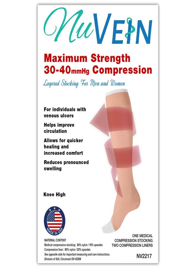 NuVein 30-40 mmHg Ulcer Ease Layered Compression Sock Kit, Beige, Large - Image 5