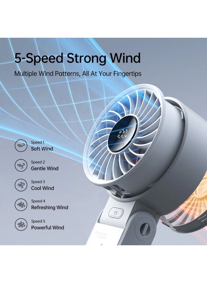 JISULIFE Handheld Fan Life7 3in1 5000mAh - Light Grey - Image 2