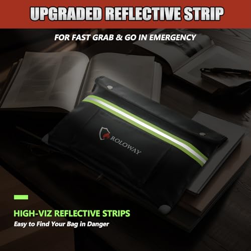 ROLOWAY Upgraded Fireproof Document Bag (14.5 x 11.5 inch) with 6400℉ Aluminum Foil Layer, Fireproof Safe Bag for Documents with Front Pocket and Reflective Strip - Image 5