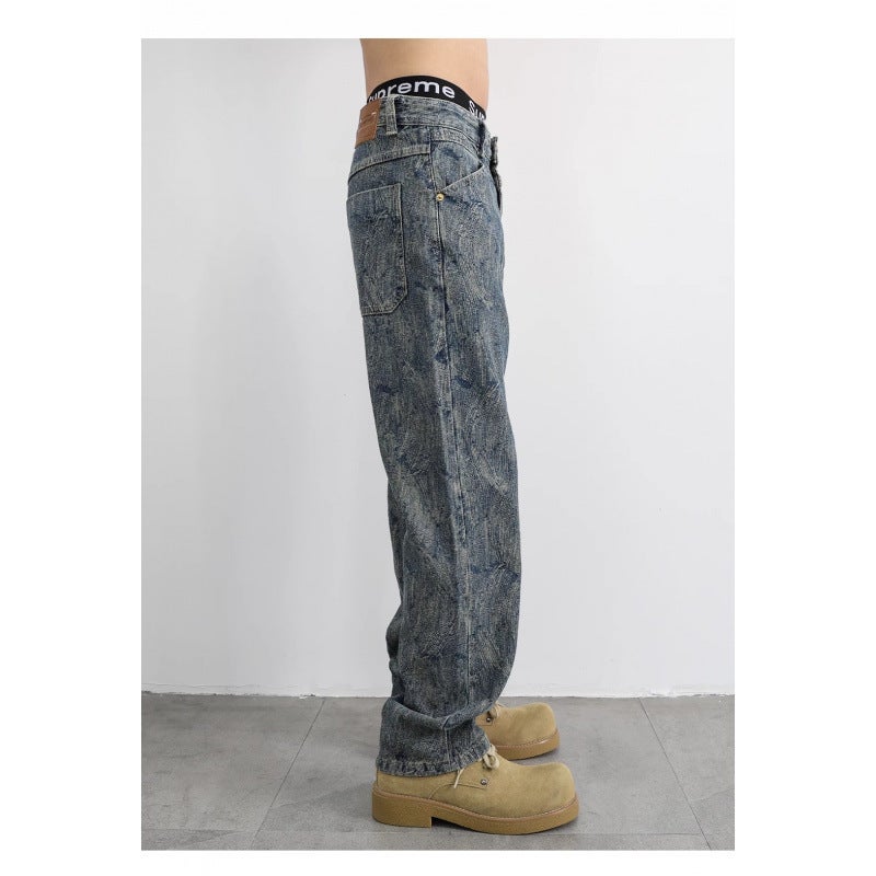 Unisex Classic Denim Jeans Loose Fit Daily Outdoor Wear - Image 2