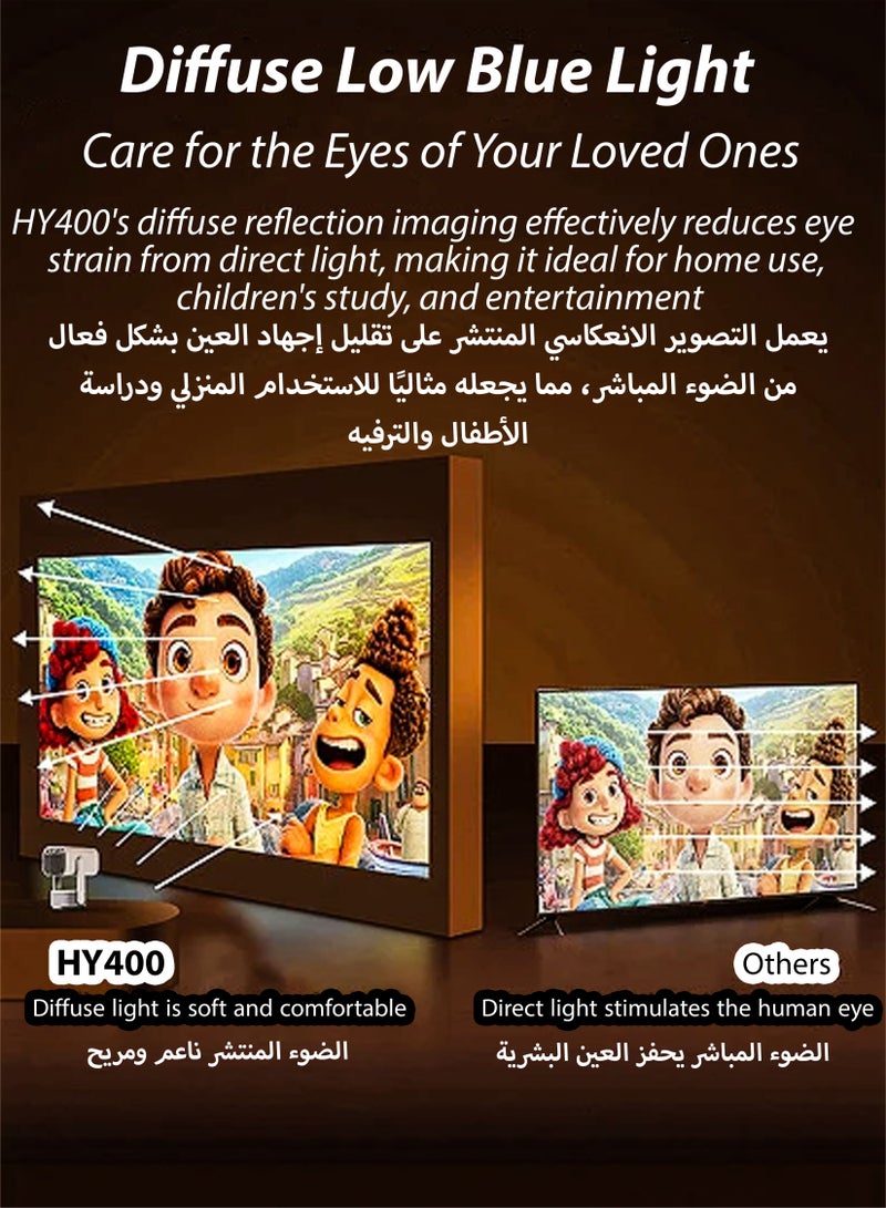 جهاز عرض ذكي قابل لإعادة الشحن 5000 لومن عالي الدقة محمول صغير الحجم بشاشة عرض 150 بوصة 4K سينما منزلية عروض فيديو للألعاب شاشة دوارة 230 درجة عرض الهاتف المحمول