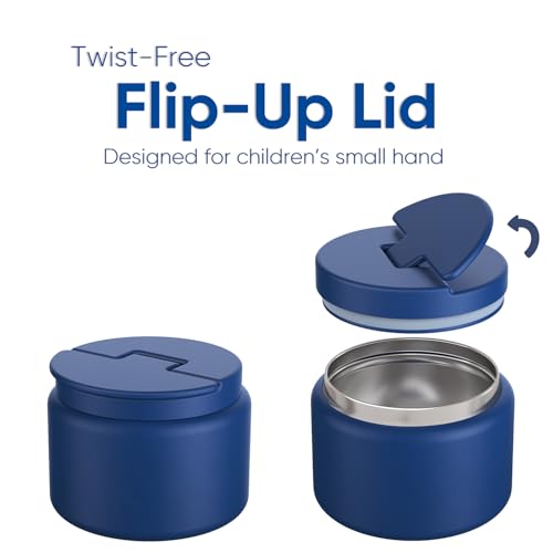 Godobo 14.5oz Soup Thermo for Hot Food Kids Vacuum Insulated Food Jar Twist-Free Soup Thermo for Hot Food Kids Leakproof Stainless Steel Wide Mouth Lunch Container (Blue) - Image 2