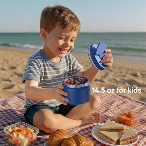Godobo 14.5oz Soup Thermo for Hot Food Kids Vacuum Insulated Food Jar Twist-Free Soup Thermo for Hot Food Kids Leakproof Stainless Steel Wide Mouth Lunch Container (Blue) - Image 5