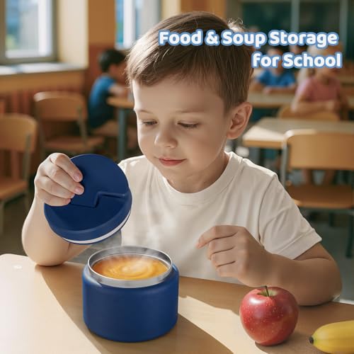 Godobo 14.5oz Soup Thermo for Hot Food Kids Vacuum Insulated Food Jar Twist-Free Soup Thermo for Hot Food Kids Leakproof Stainless Steel Wide Mouth Lunch Container (Blue) - Image 4