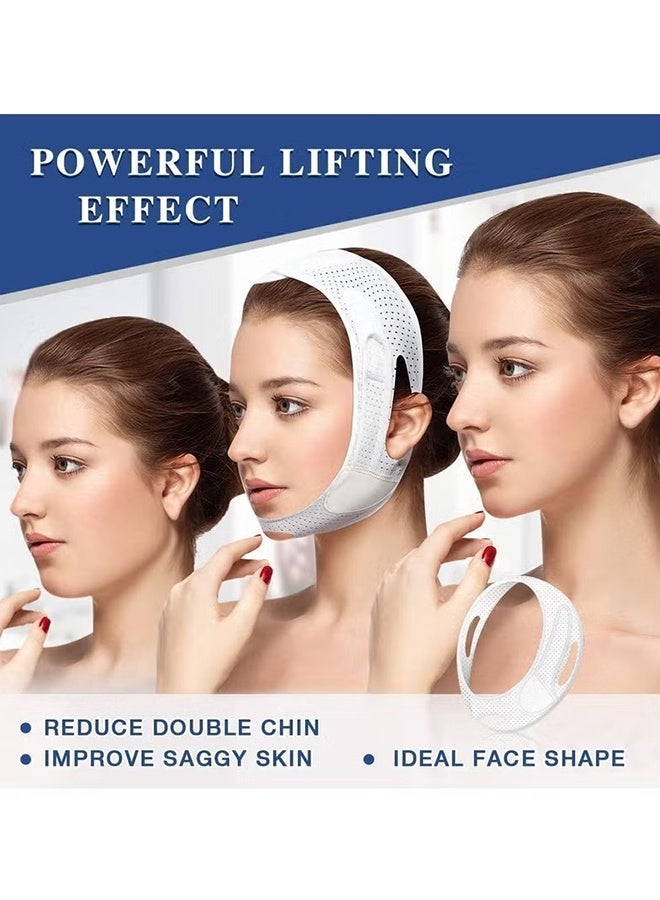 Happy D Breathable Face Slimming Strap, Face Lift Strap, Reusable Face Lifting Bandage Pain-Free Jawline Shaping Band, V Line Shaping Face Masks, Anti-Sagging-Aging-Wrinkle-Snore Belt for Women （White） - Image 4