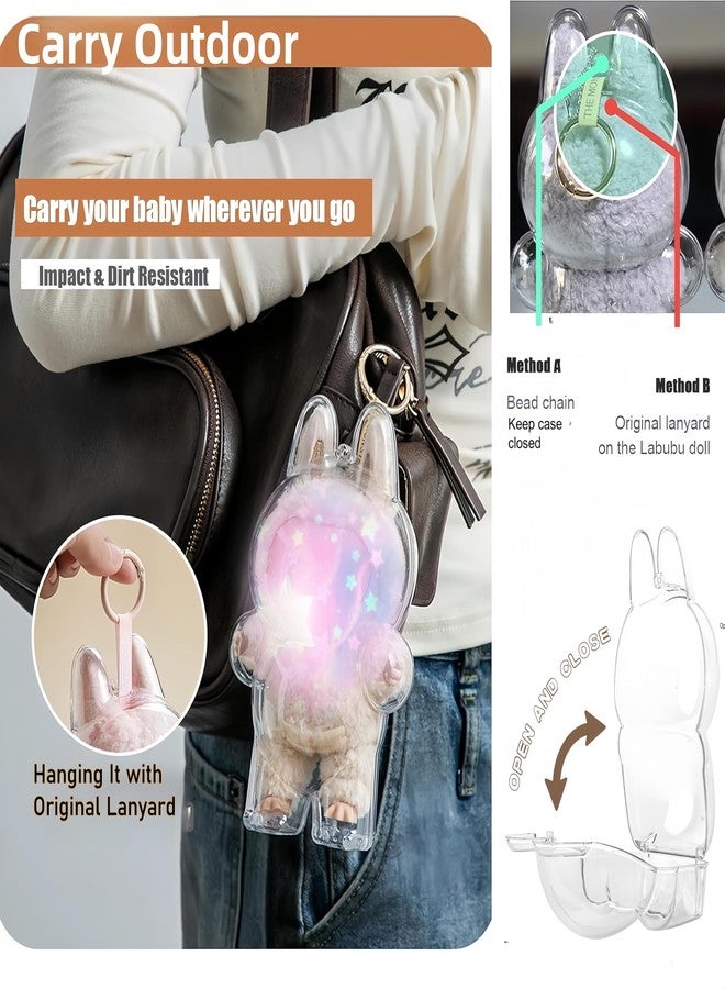 Brevynx HD Clear Figure Display Protective Case Compatible with LABUB The Monsters Big into Energy and Let's Checkmate, Fall in Wild,Acrylic Case with Silicone Strap- Standing Case (Doll Not Include) - Image 4