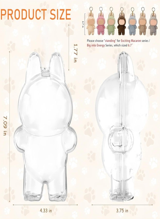 Brevynx HD Clear Figure Display Protective Case Compatible with LABUB The Monsters Big into Energy and Let's Checkmate, Fall in Wild,Acrylic Case with Silicone Strap- Standing Case (Doll Not Include) - Image 2