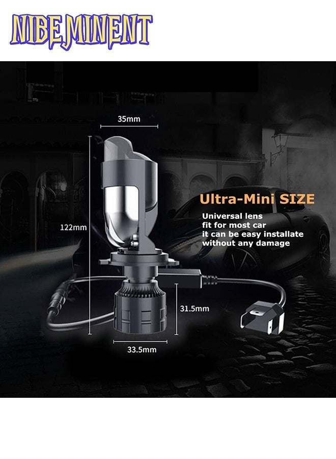 NIBEMINENT H4 LED Headlight Bulbs With Projector 30000LM Extremely Bright 6000K White Hi-Lo Beam Function with Clear Cut Off Line,H4/9003/HB2 Mini Projector Lens Retrofit Kit - Image 2