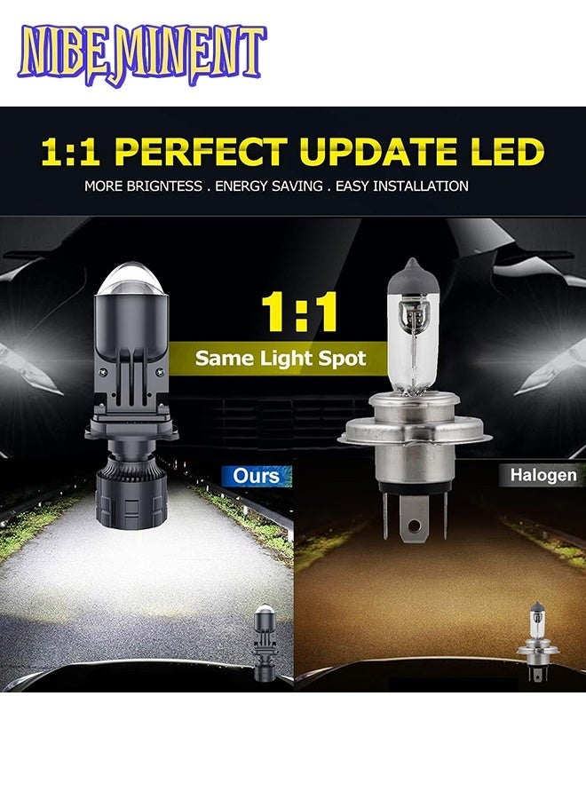 NIBEMINENT H4 LED Headlight Bulbs With Projector 30000LM Extremely Bright 6000K White Hi-Lo Beam Function with Clear Cut Off Line,H4/9003/HB2 Mini Projector Lens Retrofit Kit - Image 5