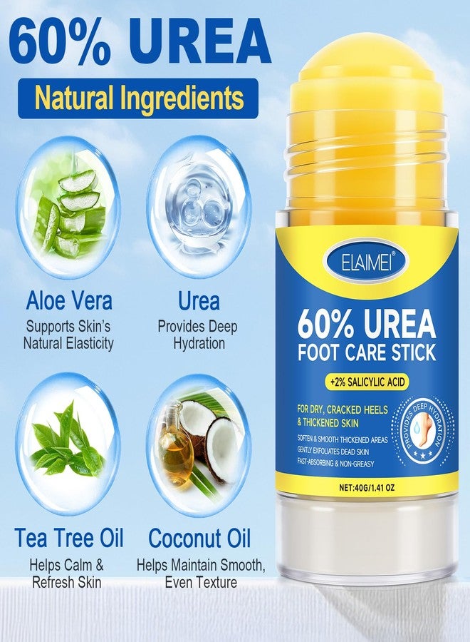 Bieyoc 60% Urea Cream with 2% Salicylic Acid, Urea Foot Cream Stick for Cracked Heels, Calluses and Rough Skin, Portable Foot Balm Stick No-Mess Applicator,1.41oz - Image 2