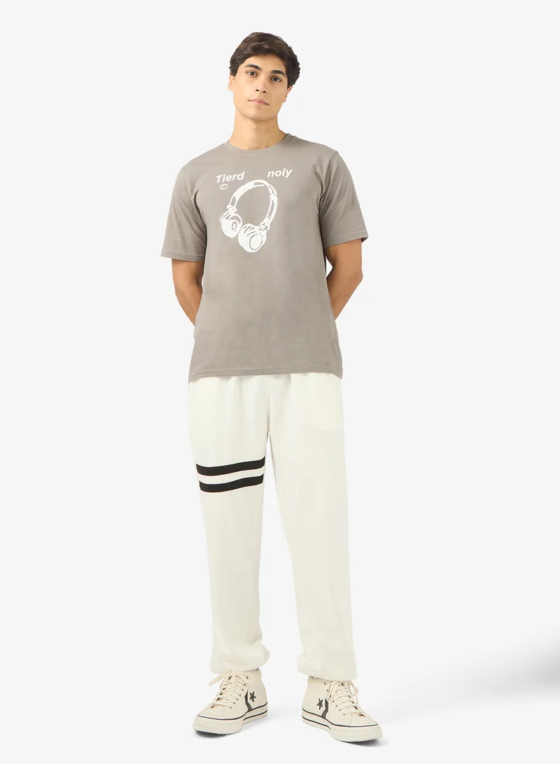 Seventy Five Basics Striped Design Elastic Hem Joggers