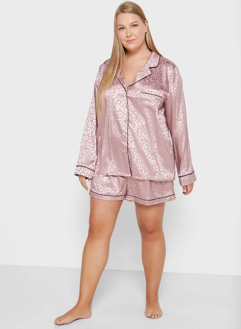 Missguided Premium Animal Print Shirt & Short Set