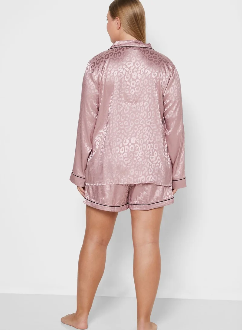 Missguided Premium Animal Print Shirt & Short Set