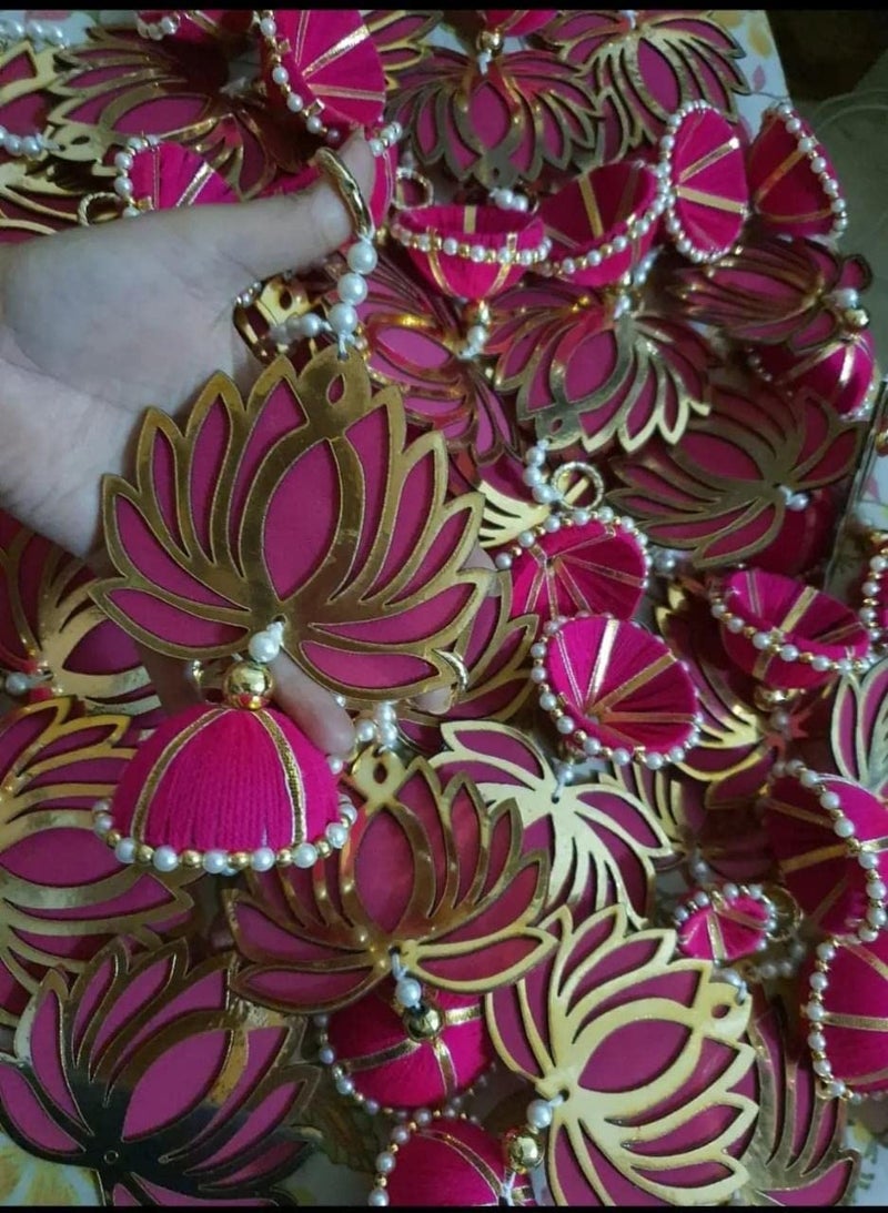 Divyakosh Handmade Wall Decor Lotus with jhumki Style Hanging for Home DecorDiwali DecorWedding and All Festival Decor  - Image 2