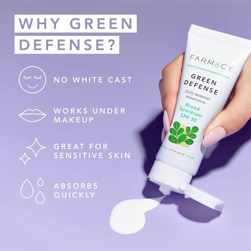 Farmacy Mineral Face Sunscreen SPF 30 - Broad Spectrum Zinc Oxide Sunscreen for Face - Daily Defense Sheer Mineral SPF for Sensitive Skin - Absorbs Quickly + Leaves No White Cast (50ml) - Image 3