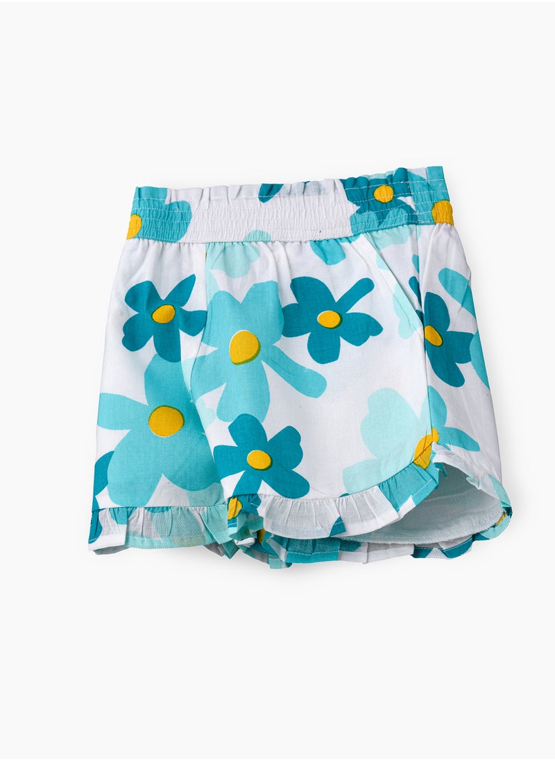 Jelliene Girls' Floral Print Cotton Shorts with Ruffle Hem  - Image 3