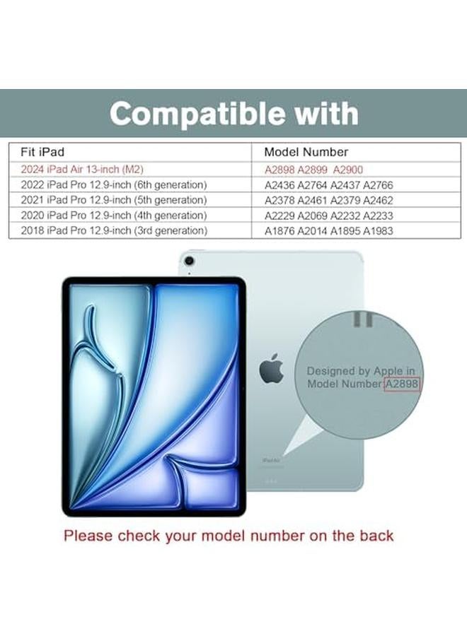 Procases For Ipad Air 13 Inch Case With Pencil Holder 2024 M2 And Ipad Pro 12.9 2022 6Th 2021 5Th 2020 4Th 2018 3Rd Case 2024 Ipad Air 13 Cover 13" Ipad Air Smart Folio For A2898 A2899 A2900 Black - Image 2