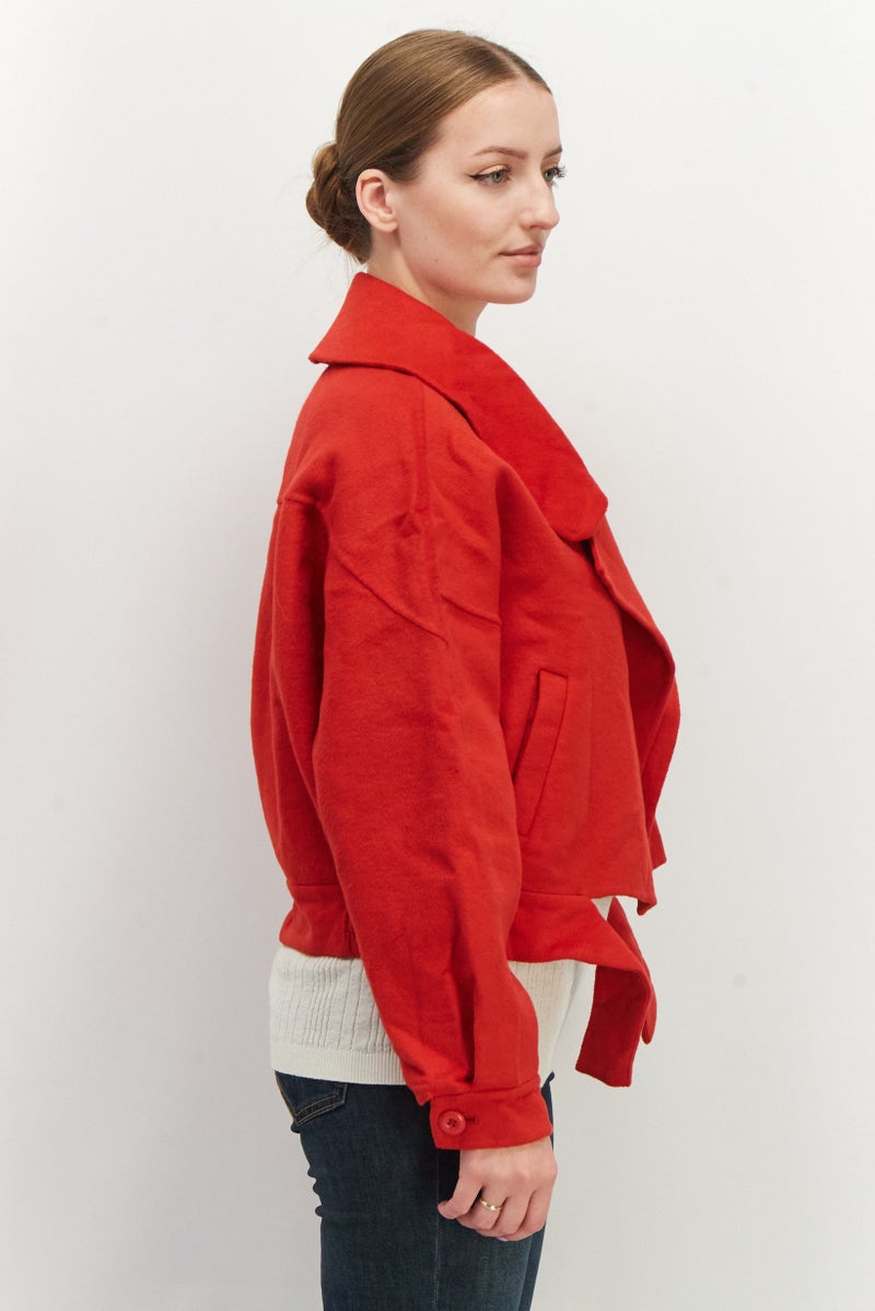 VERO MODA Women Wide Lapel Long Sleeve Plain Jacket, Red  - Image 3
