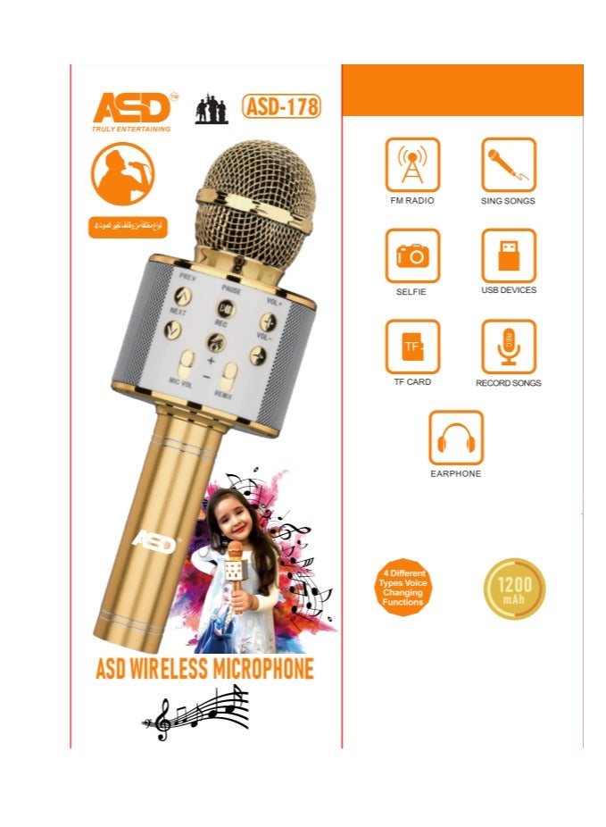 اي اس دي ميكروفون كاريوكي لاسلكي مع مكبر صوت ASD-178 - Image 4