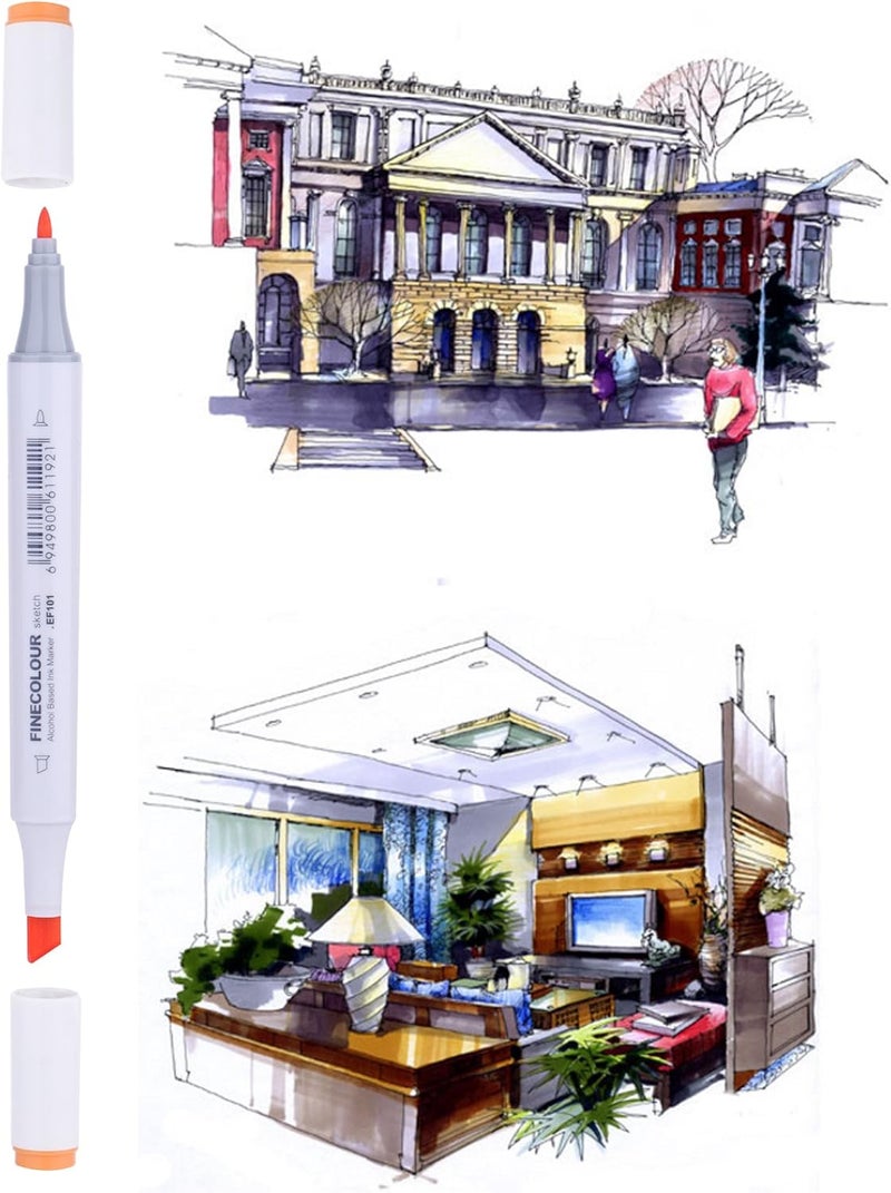 klarako Alcohol Marker, 24 Art Sketch Drawing Markers Pen Baisc Set Artist Necessary Work Supplier Double Ended with Broad and Fine Tip Markers Assorted Colors with Carrying Case Storage Bag Included - Image 1