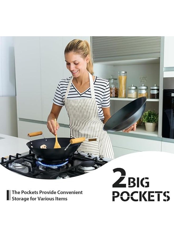 2-piece kitchen apron, cotton, cooking apron with 2 pockets, adjustable neck strap for both men and women, chef apron - Image 4