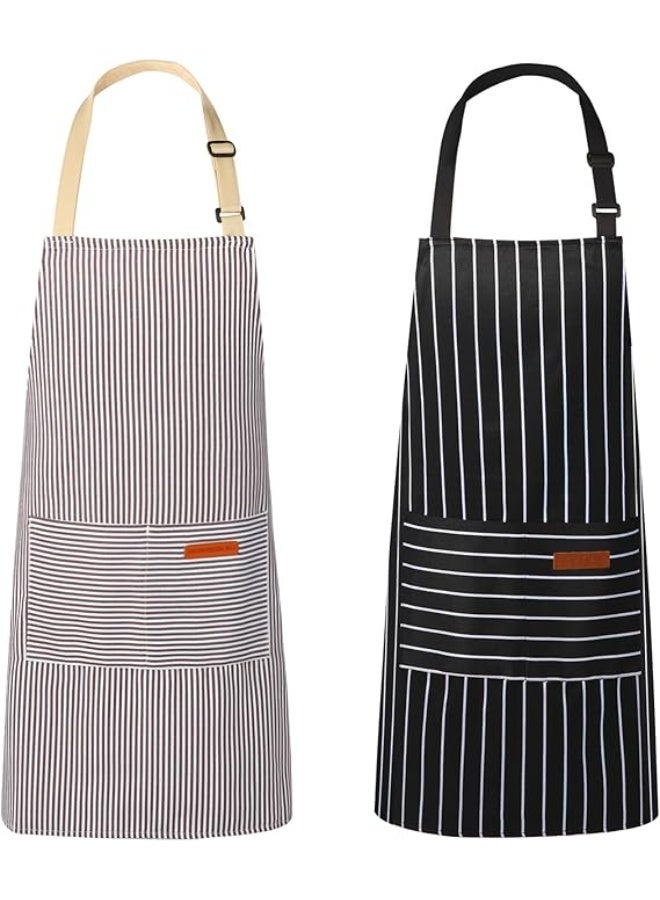 2-piece kitchen apron, cotton, cooking apron with 2 pockets, adjustable neck strap for both men and women, chef apron - Image 1