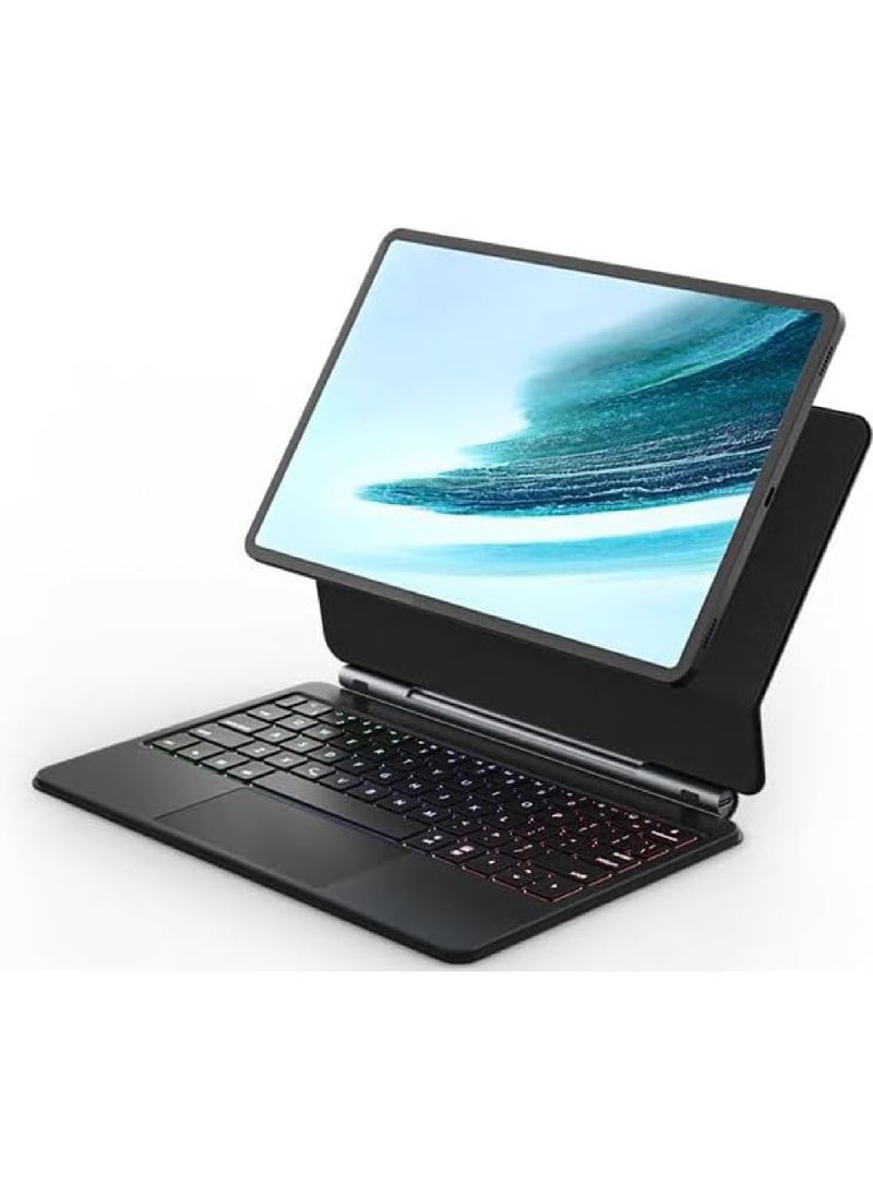 Rock Pow - Arabic English Magic Bluetooth Keyboard for Samsung Galaxy Tab S10 FE 10.9 inch 2025,S9 11 inch 2023/S9 FE 10.9 inch 2023/S8 11 inch 2022/S7 11 inch 2020 Case with Keyboard Floating Cantilever Magnetic Stand Multi-Touch Trackpad Backlit S Pen Holder - Image 1